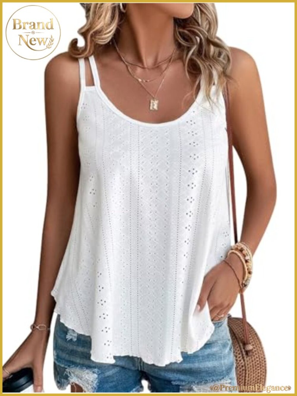 Women's Flowy Sleeveless Tank Top - Spaghetti Strap Scoop Neck Summer Casual